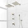 Signature Hardware Hibiscus Thermostatic Shower System with Dual Shower Heads, Hand Shower, Shower Arm, Hose, and Valve Trim Brushed Nickel