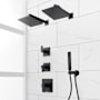 Signature Hardware Hibiscus Thermostatic Shower System with Dual Shower Heads, Hand Shower, Shower Arm, Hose, and Valve Trim Matte Black