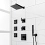 Signature Hardware Hibiscus Thermostatic Shower System with Shower Head, Hand Shower, Bodysprays, Shower Arm, Hose, and Valve Trim Matte Black
