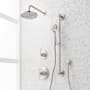Signature Hardware Elita Pressure Balanced Shower System with Rainfall Shower Head, Lever Handles, Slide Bar, Hand Shower, Hose, Valve Trim and Diverter - Accufit Rough-In Valve Included Brushed Nickel