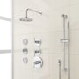 Signature Hardware Drea Thermostatic Shower System with Rainfall Shower Head, Hand Shower, Slide Bar, Bodysprays, Shower Arm, Hose, and Valve Trim - Rough-In Valve Included Chrome