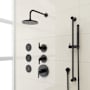 Signature Hardware Drea Thermostatic Shower System with Rainfall Shower Head, Hand Shower, Slide Bar, Bodysprays, Shower Arm, Hose, and Valve Trim - Rough-In Valve Included Matte Black