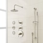 Signature Hardware Drea Thermostatic Shower System with Rainfall Shower Head, Hand Shower, Slide Bar, Bodysprays, Shower Arm, Hose, and Valve Trim - Rough-In Valve Included Brushed Nickel
