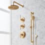 Signature Hardware Elita Thermostatic Shower System with Rainfall Shower Head, Hand Shower, Slide Bar, Shower Arm, Hose, and Valve Trim - Rough-In Valve Included Brushed Gold