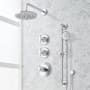 Signature Hardware Elita Thermostatic Shower System with Rainfall Shower Head, Hand Shower, Slide Bar, Shower Arm, Hose, and Valve Trim - Rough-In Valve Included Chrome