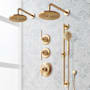 Signature Hardware Elita Thermostatic Shower System with Dual Rainfall Shower Heads, Hand Shower, Slide Bar, Shower Arm, Hose, and Valve Trim - Rough-In Valve Included Brushed Gold