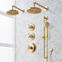 Signature Hardware Elita Thermostatic Shower System with Dual Rainfall Shower Heads, Hand Shower, Slide Bar, Shower Arm, Hose, and Valve Trim - Rough-In Valve Included Brushed Gold