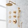 Signature Hardware Elita Thermostatic Shower System with Rainfall Shower Head, Hand Shower, Slide Bar, Bodysprays, Shower Arm, Hose, and Valve Trim - Rough-In Valve Included Brushed Gold