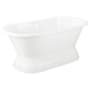 Signature Hardware Henley 66" Cast Iron Soaking Pedestal Tub with Tap Deck, 7" Rim Holes, and Included Overflow Drain White / Chrome Drain