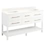 Signature Hardware Robertson 60" Freestanding Mahogany Double Basin Vanity Set with Cabinet, Vanity Top, and Rectangular Undermount Sinks - No Faucet Holes Bright White / Arctic White