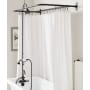Signature Hardware Gooseneck Wall Mount Tub and Shower Conversion Kit with Tub Faucet, Shower Head, Hand Shower and 60" x 27" D-Shaped Shower Ring Matte Black