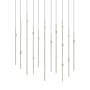 Sonneman Constellation 36" Wide LED Linear Pendant with Clear Faceted Acrylic Shades and 120" Cable - 2700K Satin Brass