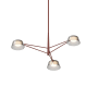 Sonneman Ray 36" Wide LED Round Chandelier Oxide Red / Smoked Etched