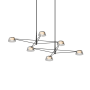 Sonneman Ray 68" Wide LED Linear Chandelier Satin Black / Smoked Etched