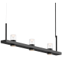Sonneman Intervals 49" Wide Pillar Candle Linear Chandelier Satin Black / Clear Glass