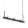 Sonneman Intervals 49" Wide Pillar Candle Linear Chandelier Satin Black / Etched Glass