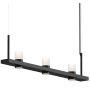 Sonneman Intervals 49" Wide Pillar Candle Linear Chandelier Satin Black / Etched Glass