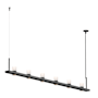 Sonneman Intervals 97" Wide Pillar Candle Linear Chandelier Satin Black / Etched Glass