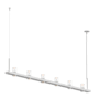 Sonneman Intervals 97" Wide Pillar Candle Linear Chandelier Satin White / Clear Glass