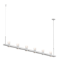 Sonneman Intervals 97" Wide Pillar Candle Linear Chandelier Satin White / Etched Glass