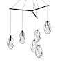 Sonneman Liquid 6 Light 39-1/4" Wide Full Sized Pendant Satin Black / Clear