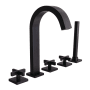 Speakman Lura Deck Mounted Roman Tub with Built-In Diverter - Includes Hand Shower Matte Black