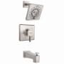 Speakman Kubos Tub and Shower Trim Package with 1.75 GPM Multi Function Shower Head Brushed Nickel