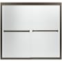Sterling Meritor Frameless Sliding 59-3/8" x 55-1/8" Bath Door with ComforTrack, Reversible Opening Anodized Deep Bronze with Frosted Glass Pattern