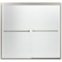 Sterling Meritor Frameless Sliding 59-3/8" x 55-1/8" Bath Door with ComforTrack, Reversible Opening Nickel with Frosted Glass Pattern