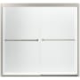 Sterling Meritor Frameless Sliding 59-3/8" x 55-1/8" Bath Door with ComforTrack, Reversible Opening Nickel with Smooth/Clear Glass Texture