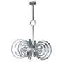 Studio M Frequency 6 Light 33-1/2" Wide LED Chandelier with Ribbed Glass Shades Silver Leaf