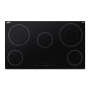 Summit 36 Inch Wide 5 Burner Electric Cooktop with 2 Dual Ring Elements and Touch Controls Black