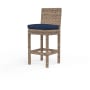 Sunset West Havana 21" Wide Resin Wicker, Sunbrella Outdoor Bar Stool Tobacco / Spectrum Indigo