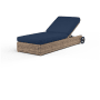 Sunset West Havana 79" Wide Resin Wicker, Sunbrella Outdoor Chaise Chair Tobacco / Spectrum Indigo