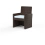 Sunset West Montecito 26" Wide Resin Wicker, Sunbrella Outdoor Dining Arm Chair Cognac / Canvas Skyline