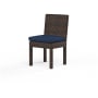 Sunset West Montecito 21" Wide Resin Wicker, Sunbrella Outdoor Dining Chair Cognac / Spectrum Indigo