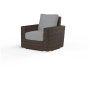 Sunset West Montecito 35" Wide Resin Wicker, Sunbrella Outdoor Accent Arm Chair Cognac / Canvas Granite