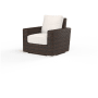 Sunset West Montecito 35" Wide Resin Wicker, Sunbrella Outdoor Accent Arm Chair Cognac / Canvas Natural