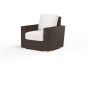 Sunset West Montecito 35" Wide Resin Wicker, Sunbrella Outdoor Accent Arm Chair Cognac / Canvas Flax