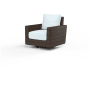 Sunset West Montecito 35" Wide Resin Wicker, Sunbrella Outdoor Rocking Swivel Chair Cognac / Canvas Skyline