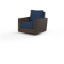 Sunset West Montecito 35" Wide Resin Wicker, Sunbrella Outdoor Rocking Swivel Chair Cognac / Spectrum Indigo