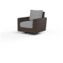 Sunset West Montecito 35" Wide Resin Wicker, Sunbrella Outdoor Rocking Swivel Chair Cognac / Canvas Granite