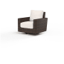 Sunset West Montecito 35" Wide Resin Wicker, Sunbrella Outdoor Rocking Swivel Chair Cognac / Canvas Natural