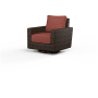 Sunset West Montecito 35" Wide Resin Wicker, Sunbrella Outdoor Rocking Swivel Chair Cognac / Canvas Henna