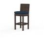 Sunset West Montecito 21" Wide Resin Wicker, Sunbrella Outdoor Bar Stool Cognac / Spectrum Indigo