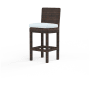 Sunset West Montecito 21" Wide Resin Wicker, Sunbrella Outdoor Counter Stool Cognac / Skyline