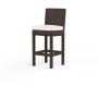 Sunset West Montecito 21" Wide Resin Wicker, Sunbrella Outdoor Counter Stool Cognac / Canvas Natural