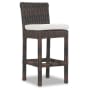 Sunset West Montecito 21" Wide Resin Wicker, Sunbrella Outdoor Counter Stool Cognac / Canvas Flax