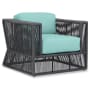 Sunset West Milano 35" Wide Aluminum, Olefin Rope Framed Sunbrella Outdoor Accent Arm Chair Slate / Dupione Celeste