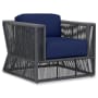 Sunset West Milano 35" Wide Aluminum, Olefin Rope Framed Sunbrella Outdoor Accent Arm Chair Slate / Echo Midnight